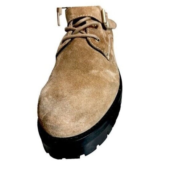 ALLSAINTS Paulina Suede Buckle Moto Combat Boot $349 US 9 EU39 Desert Tan - Picture 9 of 11